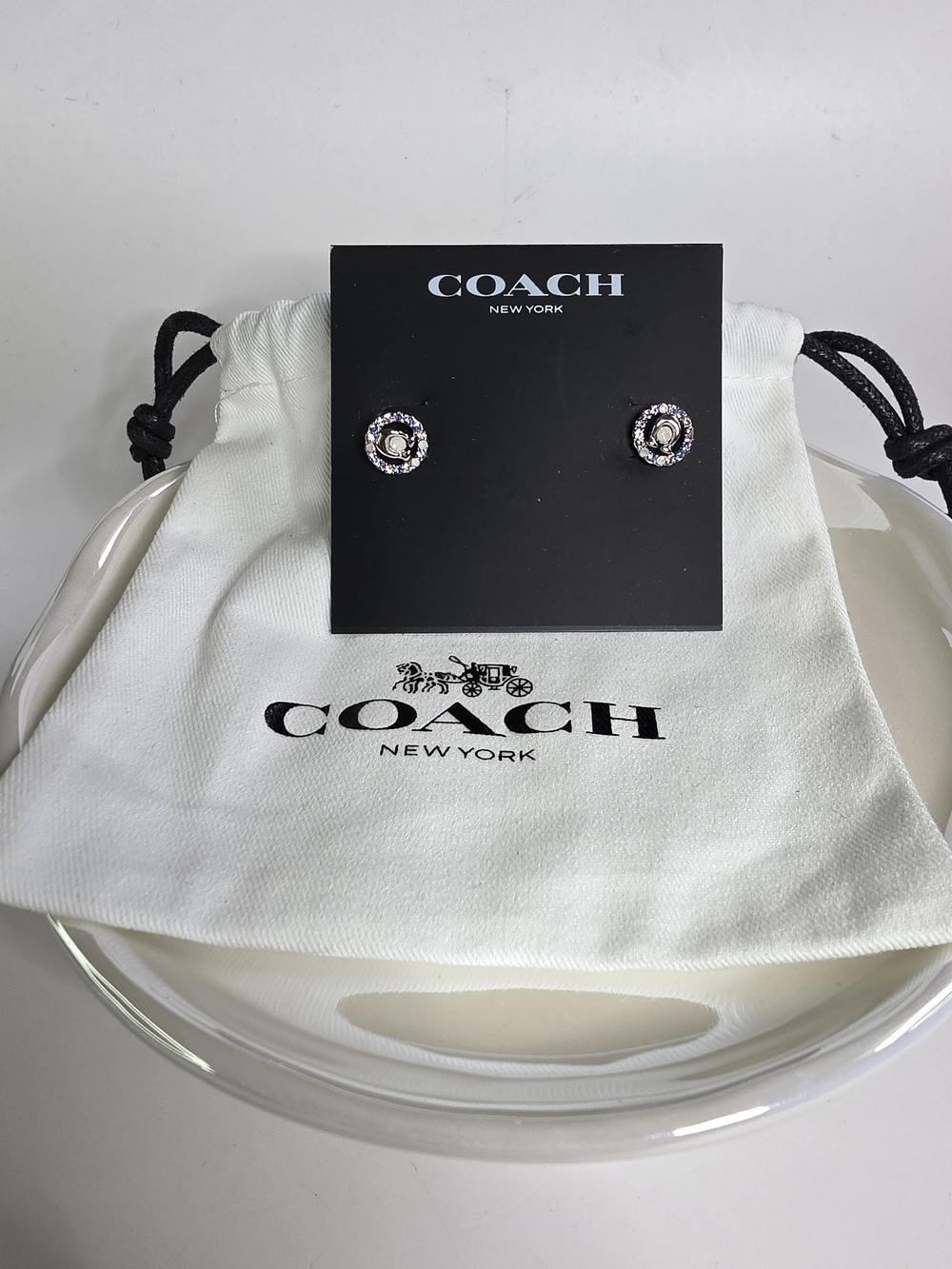 Coach Signature Multicolor Crystal Stud Earrings- NWT